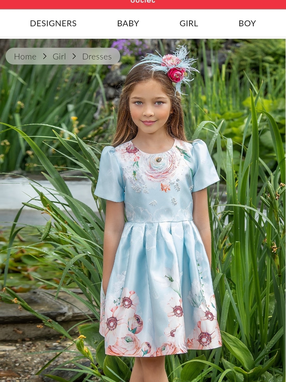 EIRENE Light Blue Floral Satin Hand-Embellished Dress Size 12 Youth